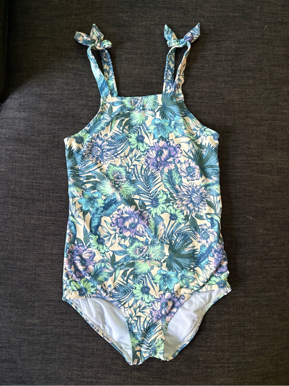 Kids Floral One-Piece Swimsuit in Blue & Green